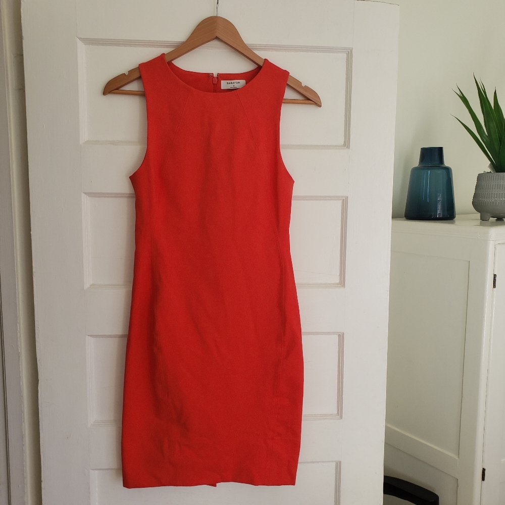 BABATON ARITZIA "MIGUEL" RED ORANGE SLEEVELESS DRESS  SIZE 4 - Picture 2 of 15